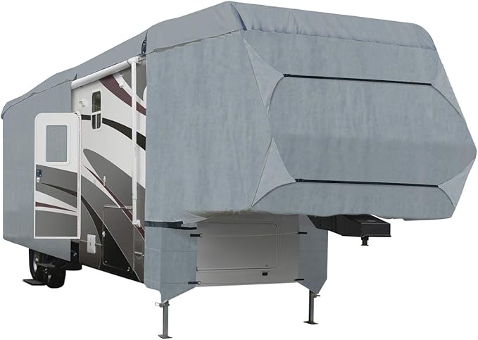 SavvyCraft Heavy Duty 5th Wheel RV Travel Trailer Camper Cover Fits from 33'-37'L Extra Tall 140" H with Zipper Access