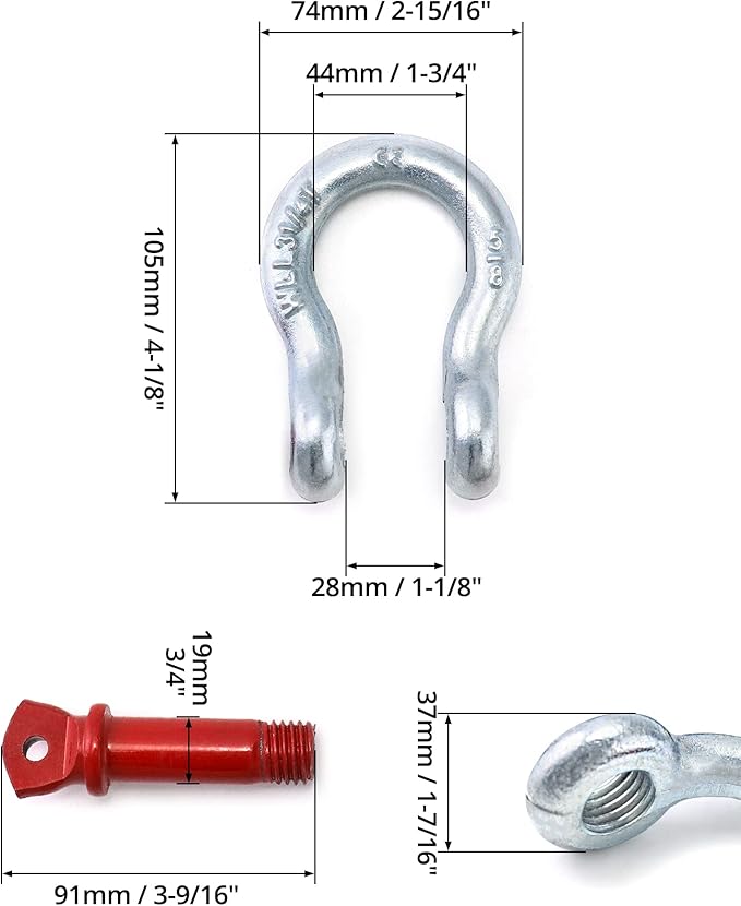 QWORK 5/8" Anchor Shackle Carbon Steel Screw Pin, 10 Pack Heavy Duty D Ring Shackle, 6,500 lbs Shackles for Tow Strap Winch Off Road Vehicle Recovery