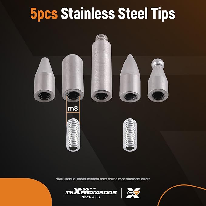 maXpeedingrods Paintless Dent Repair Tools, Dent Removal Rods with Awl Head, Car Auto Body Dent Removal for Hail Dents and Door Ding (6pcs Rod 20 pcs Head)