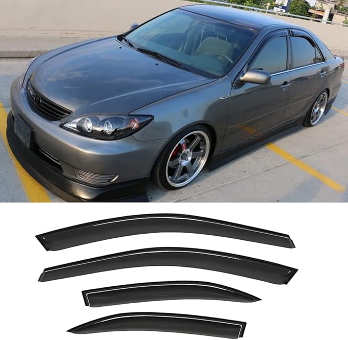 94236 Side Window Wind Deflector,4pcs Outside Mount Tape-On Nice Sun Rain Guards Set,Window Visor fit for 2002-2006 Toyota Camry