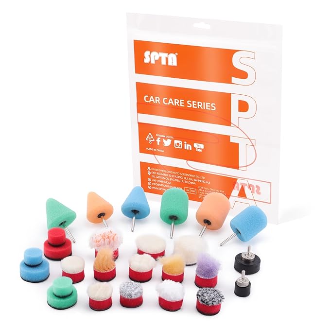 Mini Buffing Polishing Pads, 32Pcs Mini Detail Polisher Pads Use On Rotary Tools,Cordless Electric Drill, Polisher Tool for Tight Area Detailing Polishing Waxing and Sealing Glaze -HTDEPMIXUS