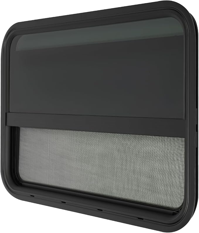 2 Pack RV Window Teardrop Style, 30" X 20" Universal RV Window Vertical Slide With 2 Trim Ring, Vertical Sliding Glass Window with Screen Window for Cargo, Horse Trailer(30"Wx20"H（2 pack）)
