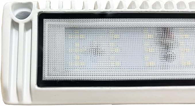 RV 9 Inch LED Exterior Lights, Work Scene Lighting Fixture, 12V/24V DC, 6000K Cool White, Down Angle Flood Beam, High Lumen Output for Truck Boat Trailer Campervan, White Finish, 1 Pack