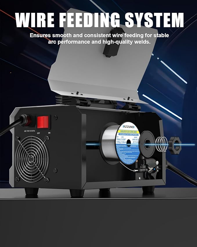 AZZUNO 135A MIG Welder 110v, 3 in 1 MIG Welder Machine Flux Core Welder/Lift TIG/Stick Welding Machine, Portable Wire Feed Welder, Gasless Welding Machine