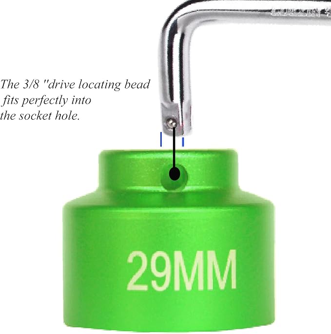29mm oil filter socket wrench, 1-1/8 Inch-Aluminum low profile 6-point 3/8" Drive,for Dodge Cummins Housing Canister Cap,for also other 29mm fuel filter/oil filter Cap Removal Tool