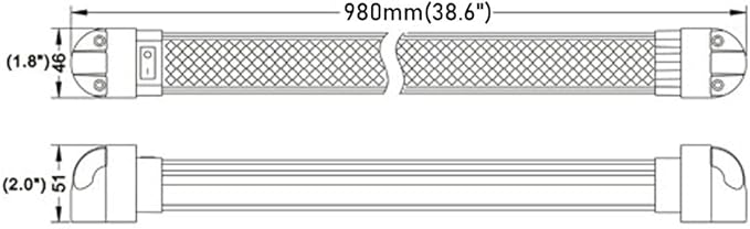 Lightronic RV Under-Cabinet LED Light Fixture 38.6", 6000K Cool-White, High Light-Output Low Current Draw, Integrated On/Off Rocker Switch, Heavy-Duty Aluninum Housing, 12V/24V DC, 1-Pack