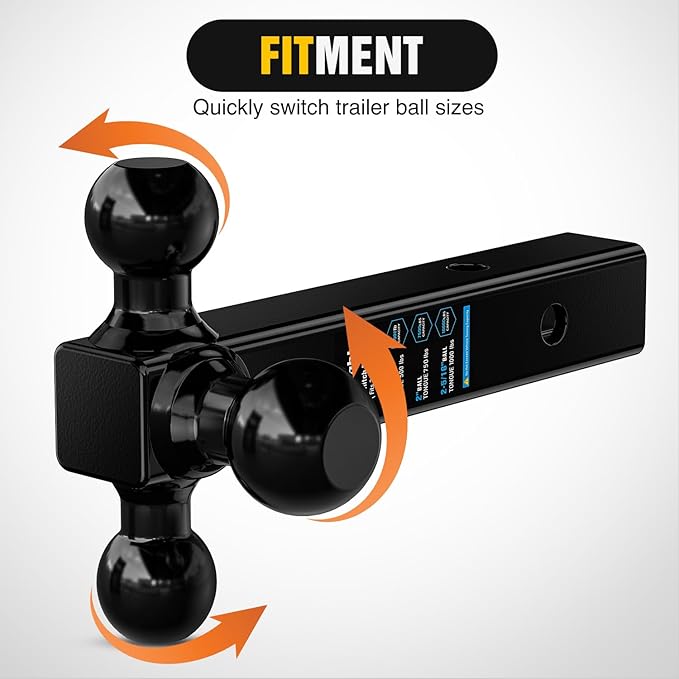 Nilight Trailer Hitch Ball Mount, 1-7/8 Inch, 2 Inch, 2-5/16 Inch Balls, Fits 2 Inch Square Receiver, 10,000 lbs