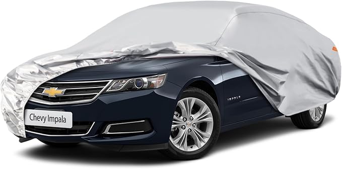 Waterproof Car Cover for Chevrolet Chevy Impala, 5 Layers Compatible with Chevrolet Chevy Impala All Weather, Snowproof Windproof Rain Ice Sun UV Protection