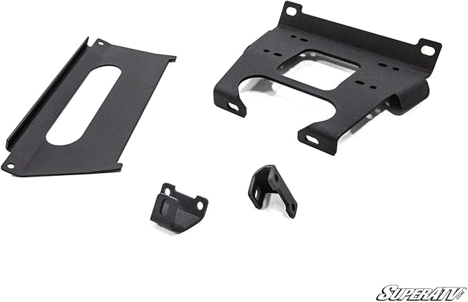 SuperATV Black Ops 3500 lb Winch with Winch Mounting Plate for 2017-2018 Polaris RZR XP Turbo/XP 4 Turbo | Complete RZR Winch Kit Ready for Install | 3/16" Steel Plating | No Drilling Required