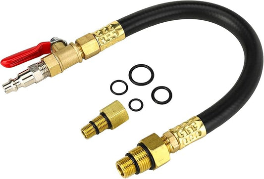 3mirrors Engine Air Valve Holder Pressure Pipe M10 M12 M14 M18 Thread to 1/4 NPT w/Ball Valve, Cylinder Leakage Testing Tool for Most LS Engine Compatible with Mustang Ford GM