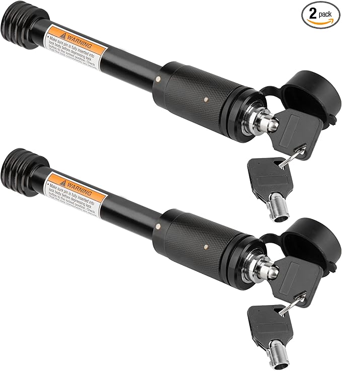 RETRUE Trailer Hitch Lock, 5/8" Locking Hitch Pin for 2 Inch and 2 1/2” Receiver Class III IV Hitch, Tow Hitch Lock with Keys and O-Rings, Trailer Accessories for Outdoor Enthusiasts, 2 Pack