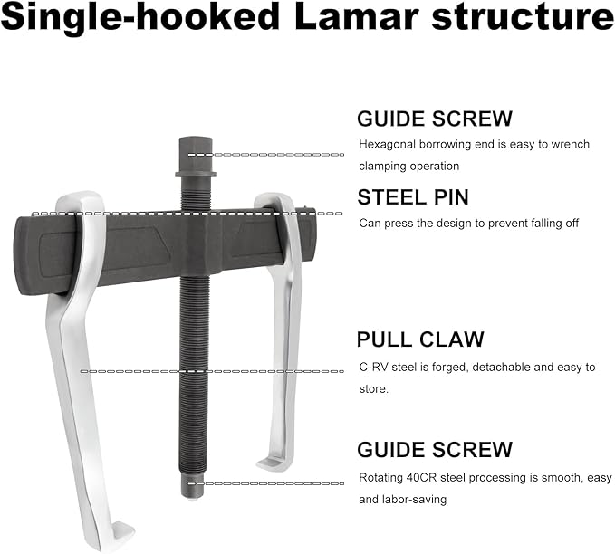 ChgImposs 14 Inch 2-Jaw Gear Puller, Adjustable CR-V Bearing Puller Gears, Removal Tool for External Internal Pulling, Puller Tool Separate Lifting Device