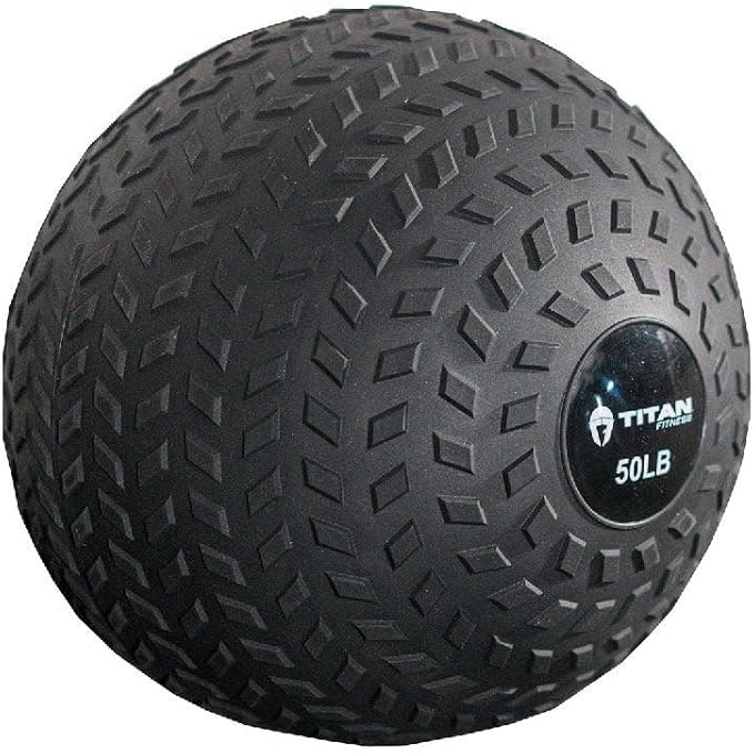 Titan Fitness Rubber Tread Slam Ball, Dead Bounce, Weight Workout - Throw, Catch, Slam, Twist