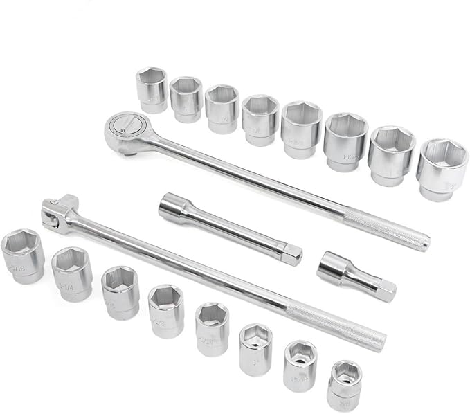 Stark USA 21 Pieces Socket Set 3/4-Inch Drive Wrench 6-Points Socket Ratchet Extension Bar SAE