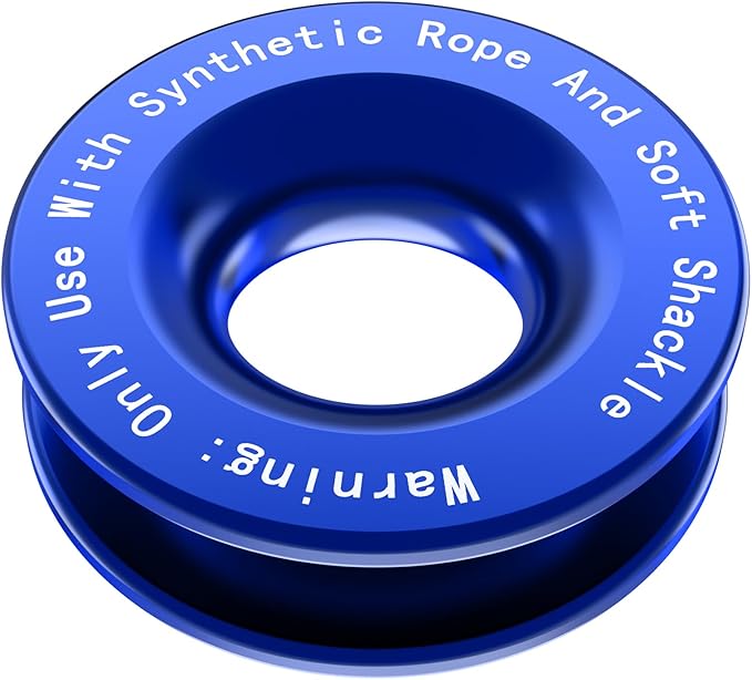 Recovery Ring 66,000 lbs for Winch Snatch Compatible for SUV UTV ATV Off-Road Vehicle and Truck Pulley Towing Ring for Synthetic Rope and Soft Shackle - Blue