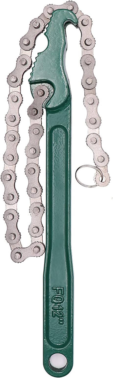 12 Inch Heavy Duty Reversible Chain Spanner Fits 1.5" to 6" Diameter Oil Filter Wrench, Adjustable Oil Fuel Filter Chain Tool