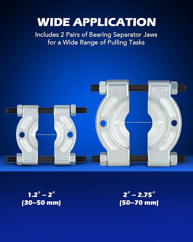 Orion Motor Tech Bearing Puller Set, 5 Ton Capacity Bearing Separator, Pinion Wheel Bearing Removal Kit with 2" and 3" Jaws, Wheel Hub Axle Puller Set, Heavy Duty Bearing Splitter Tool Kit