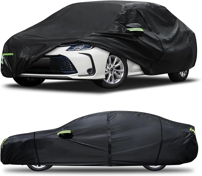 Car Cover Custom Fit for Toyota Corolla 2000-2025,Honda Civic 1991-2025,6 Layers Truck Cover Waterproof All Weather for Automobiles,Outdoor Full Exterior Cover,Rain, Sun, Wind Protection,Black