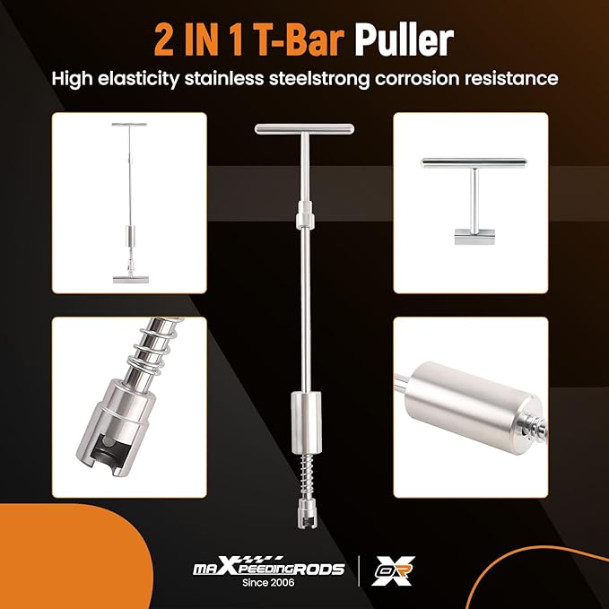 maXpeedingrods Car Dent Puller Kit, Auto Body Dent Repair Kit for Dent Removal, Slide Hammer T-bar Dent Puller with 24 PC Puller Tabs, for Car Refrigerator Metal Surface Dent Remover, 31 PCS