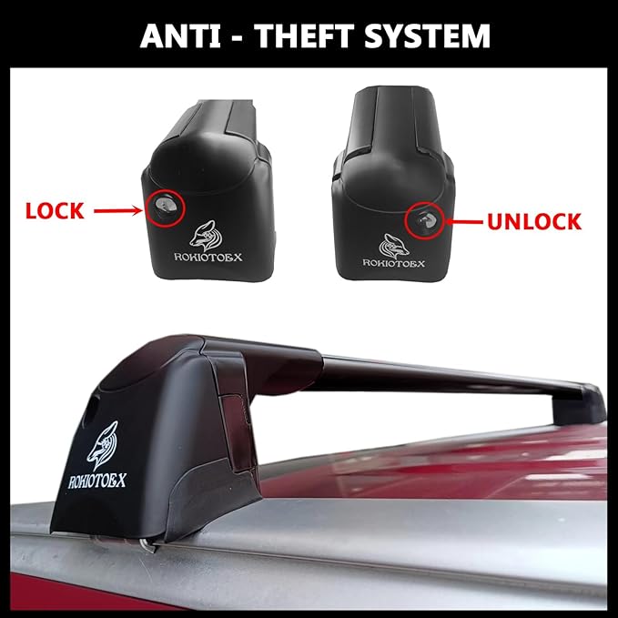 ROKIOTOEX Roof Rack Crossbars - Fit 2016-2021 Lexus LX Flush Side Rail - Panoramic Sunroof - 220LBs Load Bar- Metal Locking Cap - Easy Install & Adjusting - Wind Noise Reduction Strip - Black Coyote