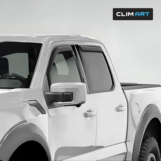 CLIM ART in-Channel Incredibly Durable Rain Guards Compatible with F150 2021-2026 SuperCrew, Original Window Deflectors, Vent Window Visors, Vent Deflector, 4 pcs. - 621468