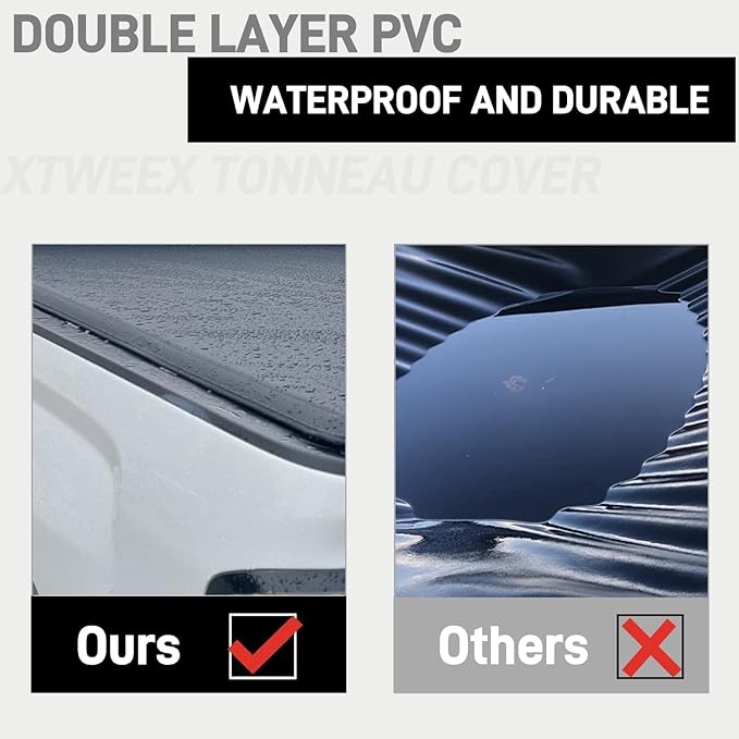 6.5' (79") Soft Roll Up Truck Bed Tonneau Cover Compatible with 2004-2026 Ford F-150 6.5 ft Bed | Durable & Waterproof Vinyl | Without Drilling