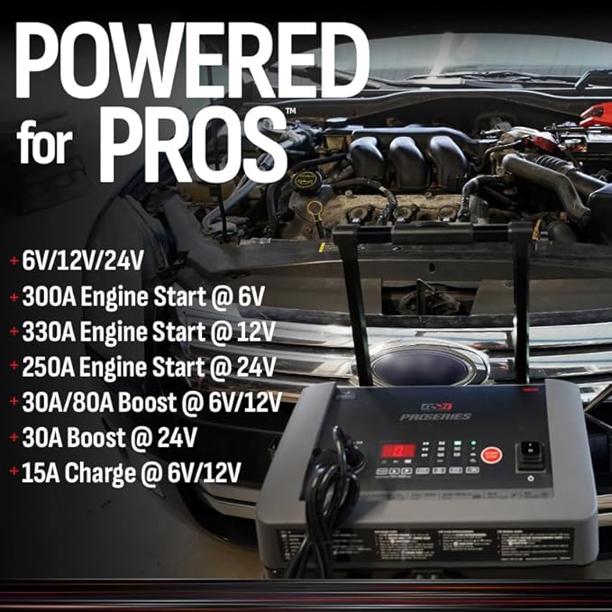 Schumacher Electric DSR ProSeries 6V / 12V / 24V Automatic Battery Charger & Engine Starter - 330A Heavy Duty Engine Starter - Truck, SUV & Boat Compatible - Fully Automatic - DSR124