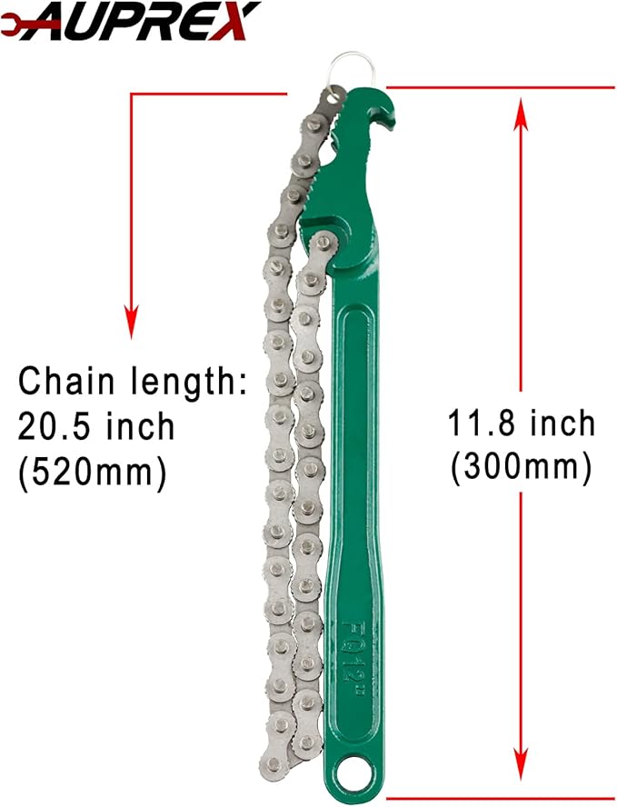 12 Inch Sturdy Carbon Steel Adjustable Heavy Duty Ratcheting Chain Oil Filter Wrench Reversible Chain Style Pipe Fitter With Multi-Purpose