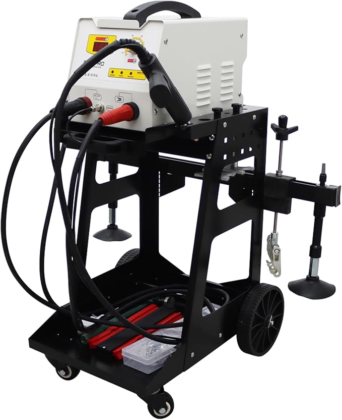 Aluminum SPOT Welder Machine Dent Pulling Machine Vehicle Dent Puller for Car Body Dent Repair with Black Tool Cart 220V