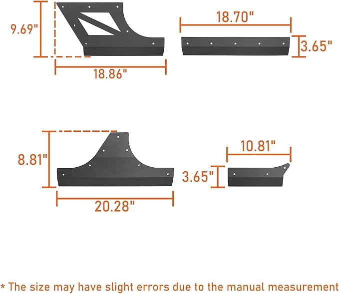 u-Box Wrangler Cladding Skid Plate Door Armor Rocker Guards Slider Compatible with Jeep Wrangler JK Unlimited 2007-2018 4-Door