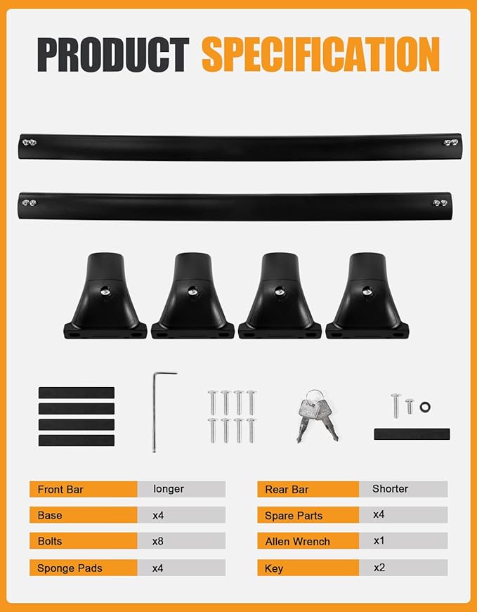 KINGGERI 260lbs Lockable Roof Rack Cross Bar Compatible with Chevrolet Chevy Traverse 2018-2021. Heavy Duty All Aluminum Crossbars Rooftop Cargo Basket Luggage Kayak Canoe Snowboard Bike