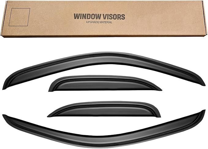 Window Rain Guards for 2007-2013 Chevy Silverado & GMC Sierra 1500 for Extended Cab, Window Visor Vent Wind Shade Deflector Shield Protector Sun for 07-14 Silverado & Sierra 2500 HD/ 3500 HD, Tape-on