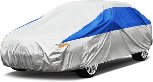 Coupe Car Cover Waterproof All Weather for Automobiles, Outdoor Full Car Cover Snowproof Windproof, Universal Fit Audi TT, BMW Z4 etc. (Fit Sedan Length up to 174 inch, Silver)