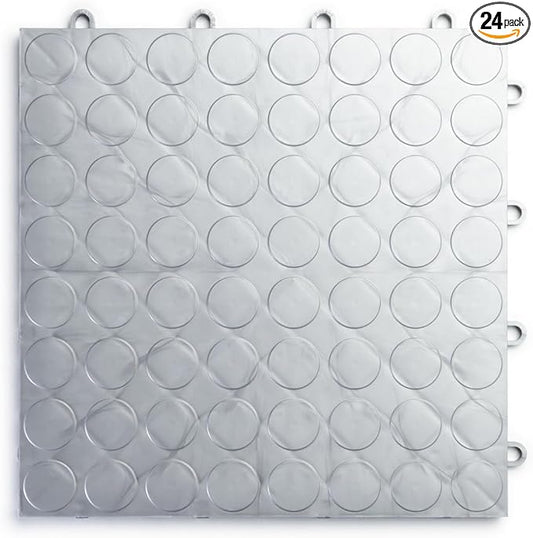 Big Floors RaceDeck CircleTrac, Interlocking Non-Slip Garage Flooring Tile, Durable, Modular, Heavy-Duty Copolymer, Easy Install (Alloy, 24 Pack of 12 x 12" Tiles)