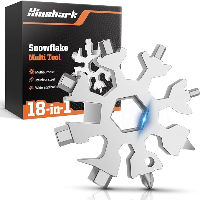 Stocking Stuffers Gifts for Men 18-in-1 Snowflake Multi Tool, Mens Gifts for Christmas, Anniversary Birthday Gifts for Men Husband Him, White Elephant Gifts for Dad Who Have Everything, Cool Gadgets