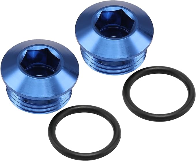 12AN -12 ORB O-Ring Seal Boss Socket Port Plug Block Off Fitting Adapter Aluminum Blue, Pack of 2