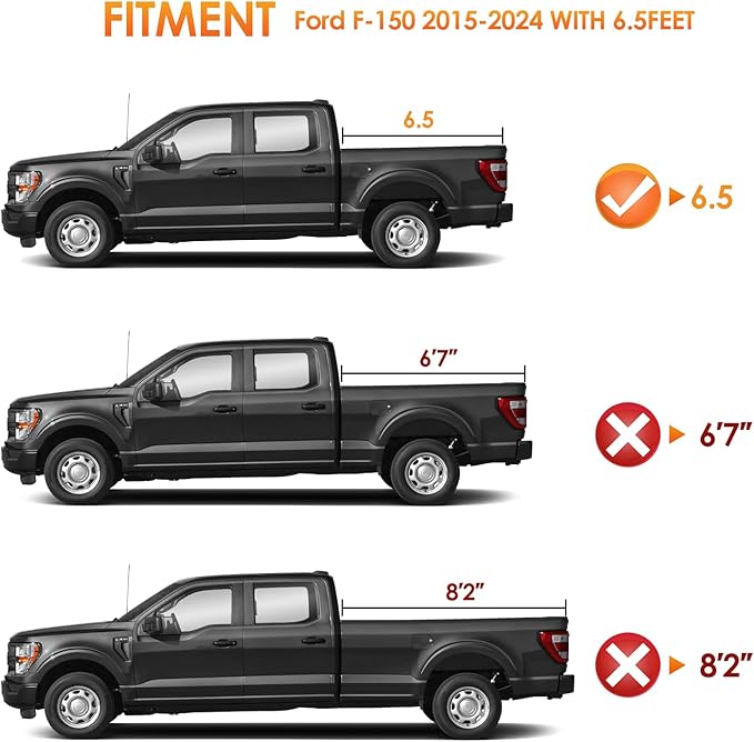 Nilight Soft Roll Up Truck Bed Tonneau Cover Compatible with Ford F150 2015 2016 2017 2018 2019 2020 2021 2022 2023 2024 2025 6.5ft Bed Cover