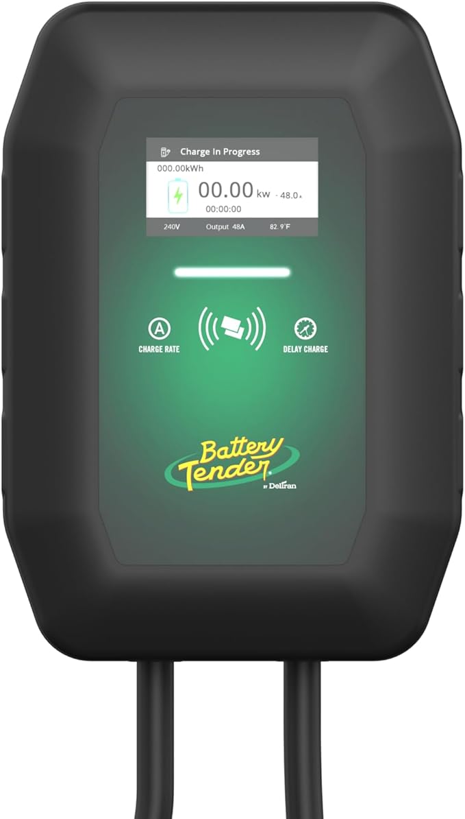 Battery Tender eCharge 48 AMP EV Charger - Level 2 Mounted Indoor Outdoor Fast Electric Vehicle Charging Station with Flexible 25ft Cable NEMA 14-50 - 022-3019-DL-WH