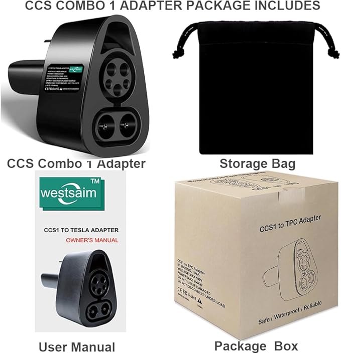 250 kW CCS1 to Tesla Adapter CCS to NACS, CCS Combo 1 Adapter for Tesla Models 2021 and Newer, for DC Level 3 Fast Charging Station