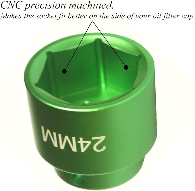 24mm oil filter socket wrench, low profile 6-point 3/8" Drive fits BMW, Chrysler,Chevy, Dodge, Jeep and Others fuel filter/oil filter cap installation&removal tool