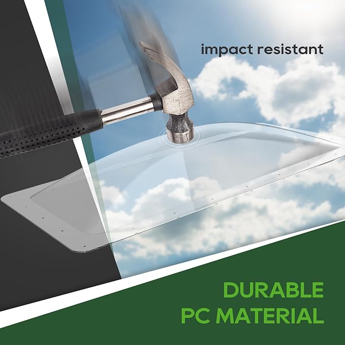 RVGUARD RV Skylight Replacement, 18" x 34" Outer Dimension Skylight Fits All Standard 14" x 30" Openings, RV Skylight for Camper Trailer Fifth Wheel Truck, UV Resistant, Impact Resistant, Clear