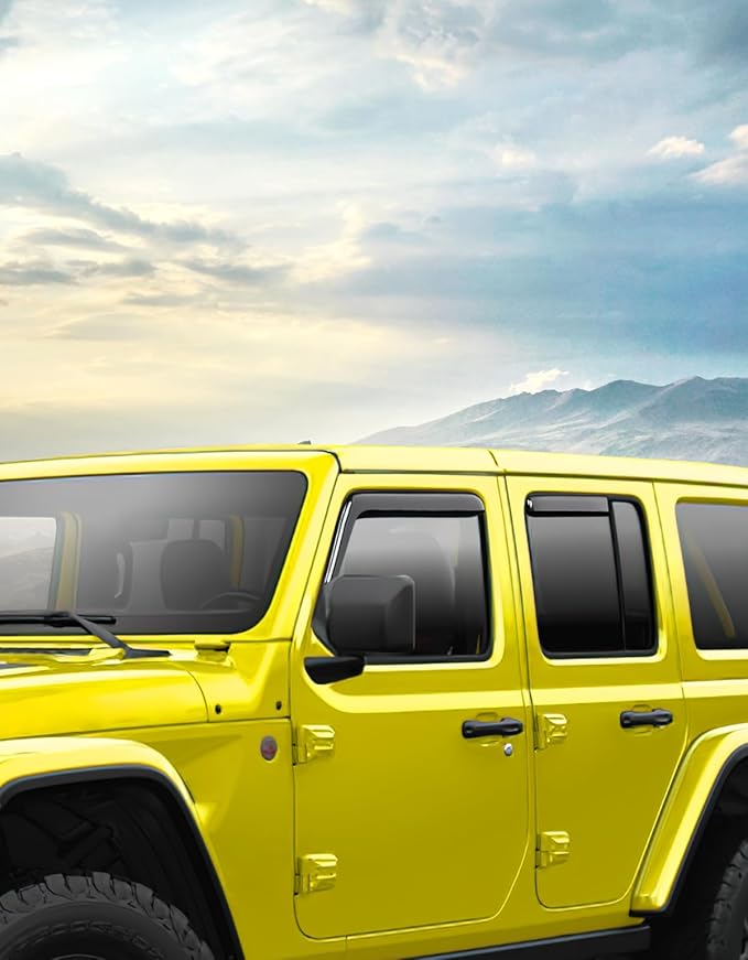 in-Channel Window Rain Guards Fit for Jeep Wrangler JL 2018-2026/Gladiator 2020-2026 Extra Durable Rain Guards Window Deflectors Vent Visors Vent Shades Visor Car Accessories