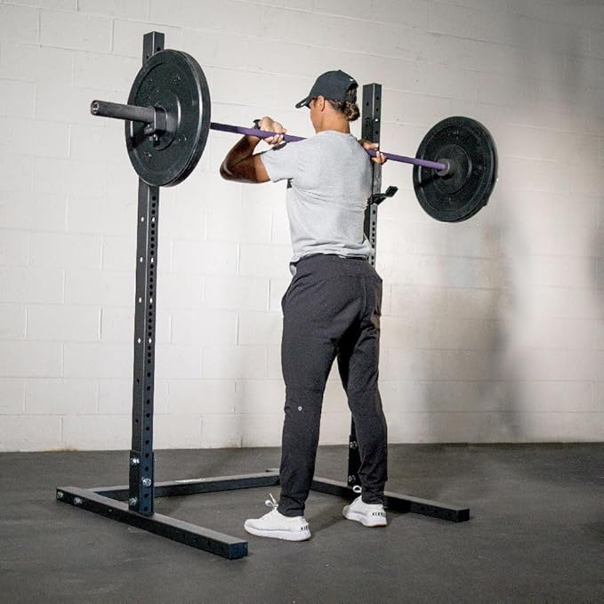 Titan Fitness T-3 Series 73.5" Squat Stand, 1,000 LB Capacity, Short Squat Rack for Home Gym, Space Saving Power Rack with Westside Hole Spacing, J-Hooks