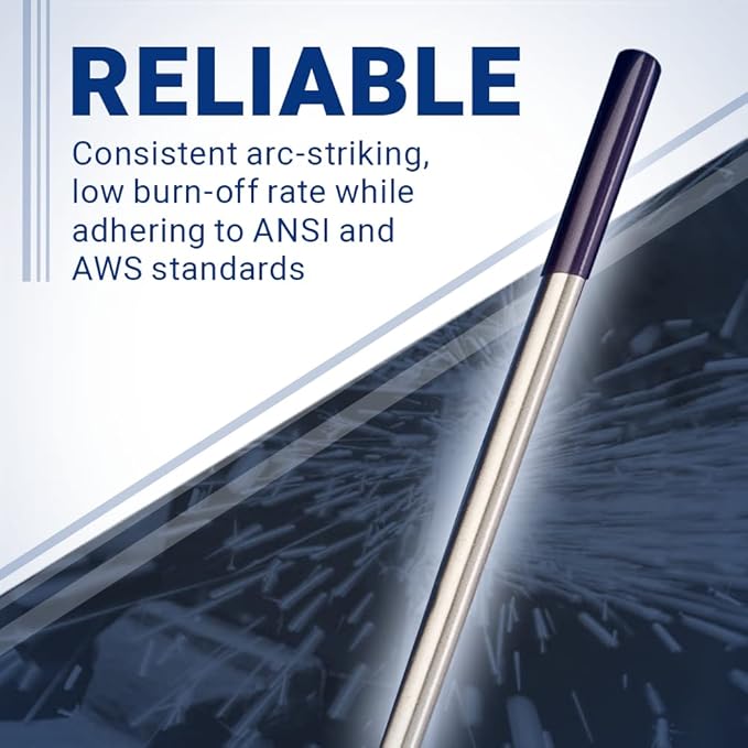 Midwest Tungsten Service TIG Welding Tungsten Electrodes 10-Pack (Purple - Rare Earth Blend (EWG), 1/8")