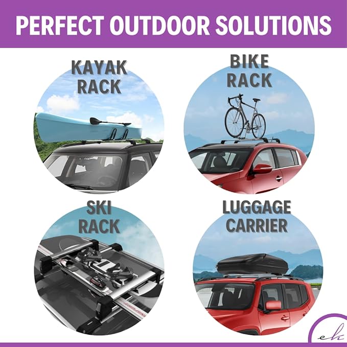 ERKUL Roof Rack Cross Bars for Ford Escape (No Sunroof Models) 2020-2026 | Aluminum Crossbars with Anti Theft Lock for Rooftop | Compatible with Flush Rails - Silver