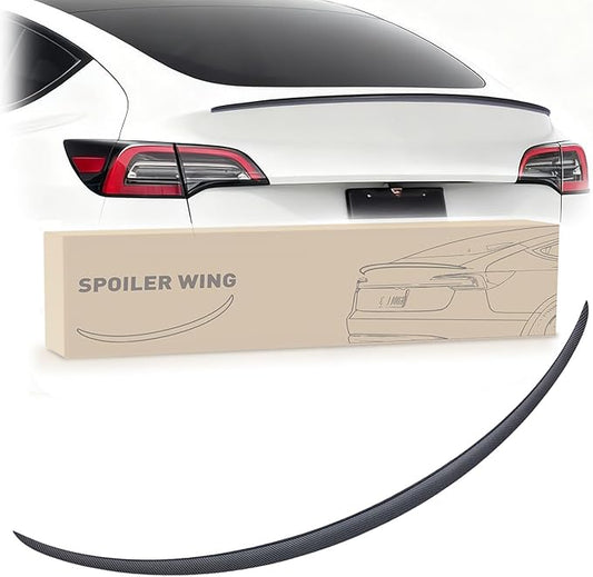 Nilight Spoiler Fit for Tesla Model Y 2020 2021 2022 2023 2024 Spoilers for Cars Rear Spoiler Wing Sporty Rear Trunk Lip Exterior Accessories Easy No-Drill Installation ABS Carbon Fiber Pattern