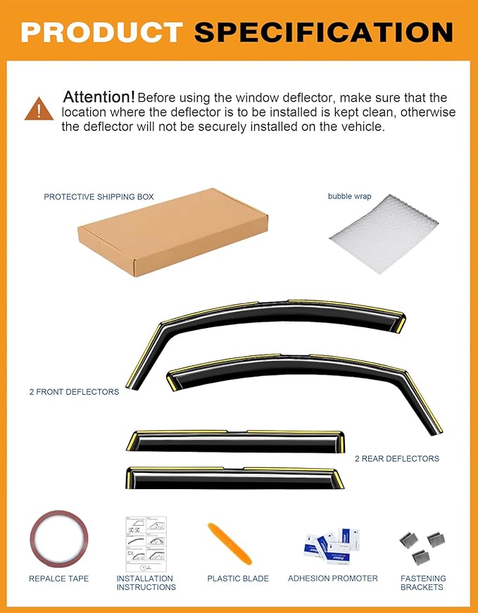 in-Channel Window Rain Guards Intended for Hyundai Santa Fe 5 Seats 2019-2023 (Not for XL 7 Seat) Window Deflectors Vent Visors Vent Shades Exterior Visors Rain Guards Accessories - 4 pcs