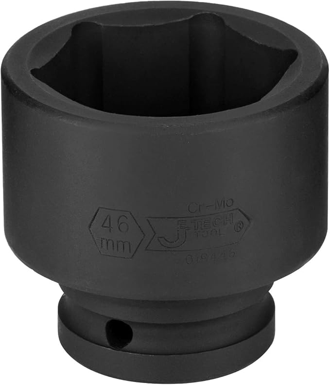 Jetech 3/4" Dr 46mm Impact Socket, Standard Impact Socket with 6-Point Design, Chrome Molybdenum Alloy Steel, Metric