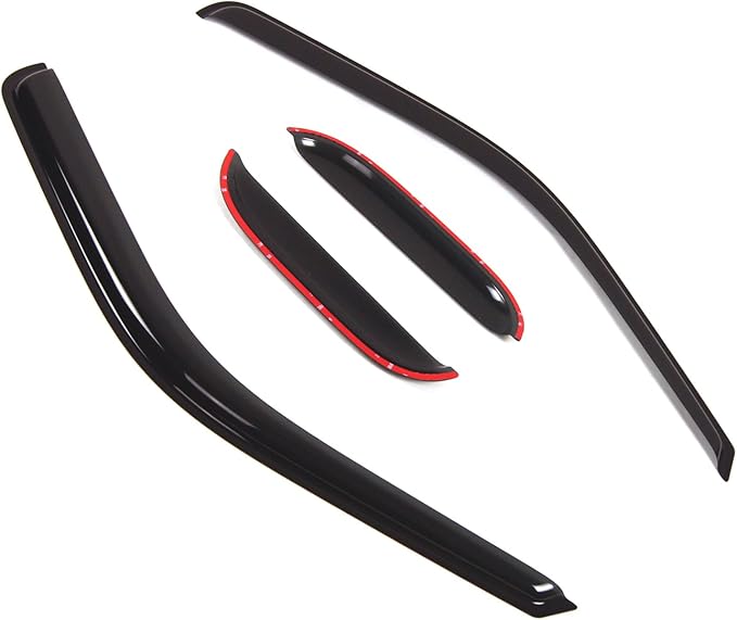 TuningPros Outside Mount Window Vent Visors Rain Guards Compatible with Ford F-250 SuperCab 1999-2016 | Side Window Wind Deflectors Rain Shields | Smoke Tinted, 4 Pcs Set, DGWV-477