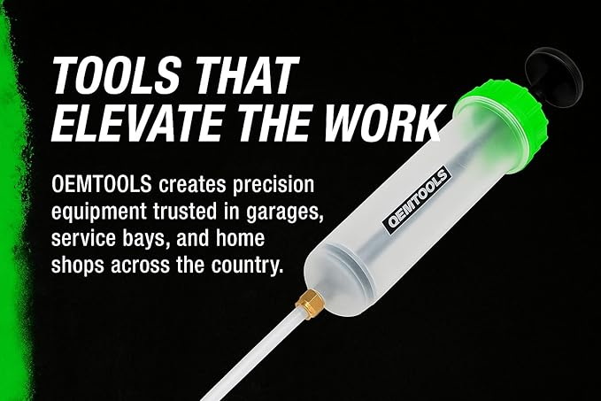 OEMTOOLS 500cc Fluid Extractor and Filler Pump – High-Capacity Precision Vacuum Pump for Brake Fluid, Transmission, Power Steering, and Coolant – Dual-Scale Cylinder, Extension Tubes, service Design
